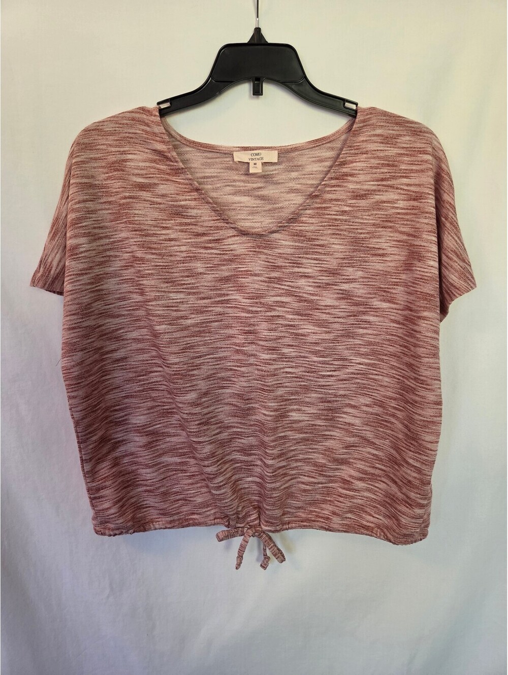 Como Vintage Medium Red and White Short Sleeve Top with Drawstring Hem
